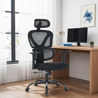 COLAMY Ergonomic Office Chair, High Back Desk Chair with Lumbar Support,Mesh Gaming Chair with 2D Headrest & 3D Armrests, Adjustable Seat Height and Tilt Function for Home Office Study