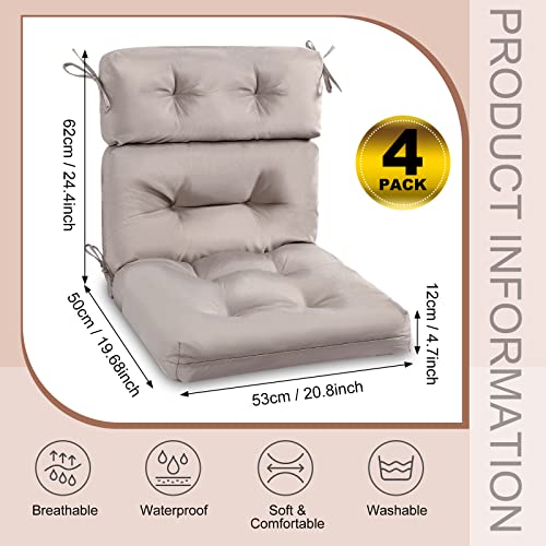 High Back Patio Chair Cushion Indoor Outdoor Seat Back Chair Cushions Tufted Patio Chair Cushions Waterproof Rocking Chair Pads All Weather Replacement Cushions For Outdoor Furniture (Khaki, 4) #TOP1