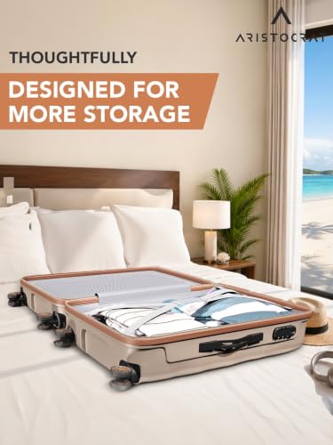 Image of Aristocrat Comet Large Polycarbonate Case 8-Wheel Trolley Bag, Champagne