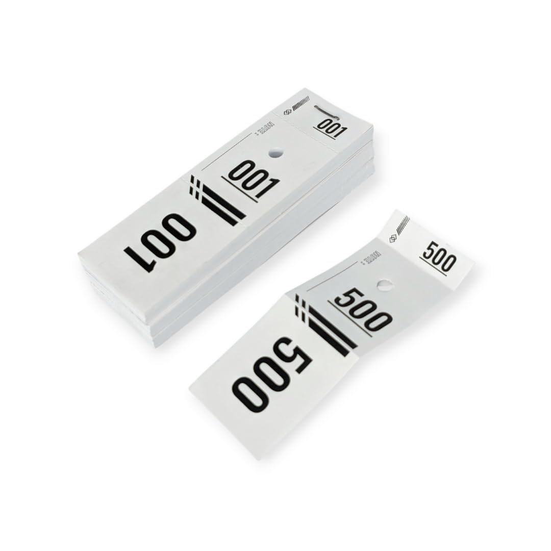 500 Detachable Numbered Cloakroom Ticket – 12 x 4 cm Thick Paper 120 g/m² – Cloakroom Tickets, Bar, Concert, Festival, Association, Reception – Made in Italy, Economy Size, White