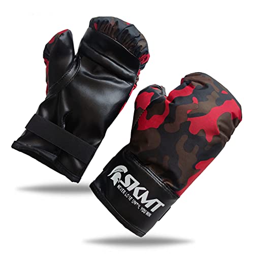 Image of SKMT Never Lose Until You Win Kids Boxing Kit with Filled Punching Bag, Gloves and Headgear, Age 7-13 Years (Red Army)