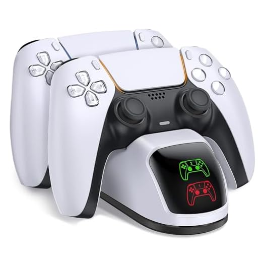 PS5 Controller Charging Station for Playstation 5 Dualsense Controller with Dual Stand Charger Dock, Upgrade PS5 Controller Charger Accessories Incl. Fast Charging Cable, PS5 Charging Station White