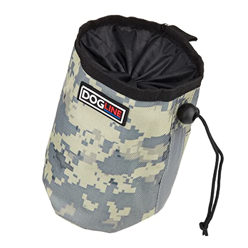 Dogline Dog Treat Pouch: Puppy Training Bag, Pet Kibbles and Snacks Holder, Litter Waste Bags Dispenser with Adjustable Drawstring Closure, Large Capacity with Mesh Pocket, Strong Nylon Material