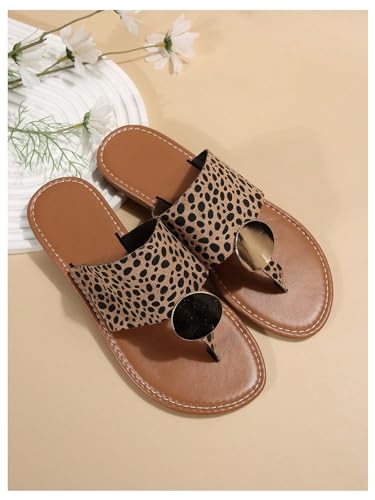 Verdusa Women's Leopard Print Flip Flop Sandals Casual Thong Sandals2