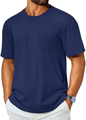 Cotrasen Mens T-Shirts Cotton Short Sleeve Pocket Tee Shirt Casua...