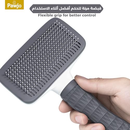Pawjo Self Cleaning Cat and Dog Grooming Brush – Deshedding & Detangling – Suitable for Short & Long Hair – Pet Grooming & Massage Comb with Ergonomic Handle