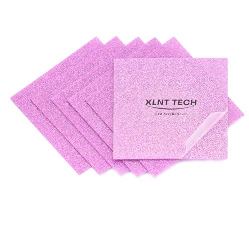 Image of Glitter Purple Acrylic Sheets 6PCS 1 /8 inch Thick 8 x 8 Inch for Laser Cutting and Engraving Plastic Sheet Materials, Glitter Plexiglass Sheets for Crafts and DIY Project.