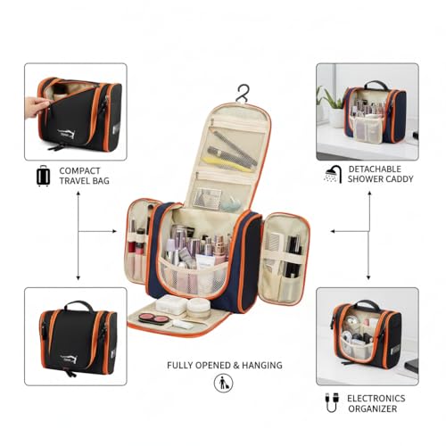 Image of Styleys Toiletry Bag for Men, Travel Organizer Pouch with Multiple Compartments, S1402 Black