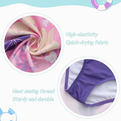 Image of Girls One Piece Swimsuits Short Sleeve Swim Dress for Girls Hawaiian Skirted Bathing Suit Summer Swimwear 3-16 Years