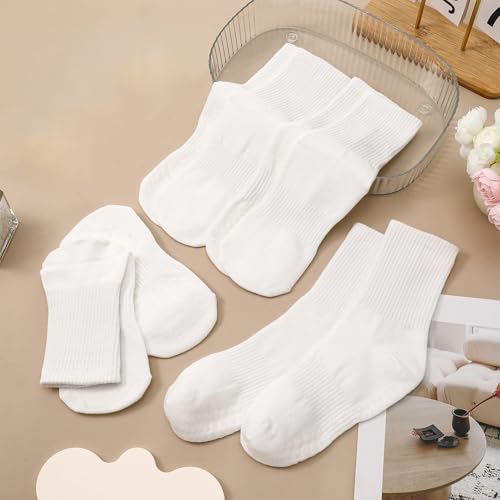 Image of Jspupifip 4 Pairs Cute Pilates Socks for Women Non Slip Yoga Socks with Grips for Barre Workout Athletic Hospital White