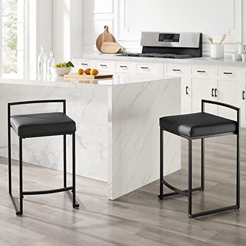 Crosley Furniture Harlowe Counter Stool, Set Of 2, Matte Black #TOP4