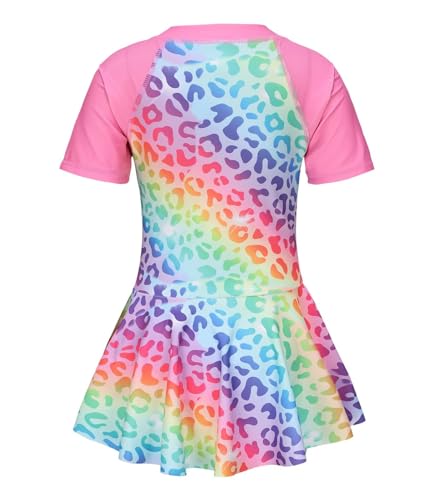 Image of Girls One Piece Swimsuits Short Sleeve Swim Dress for Girls Hawaiian Skirted Bathing Suit Summer Swimwear 3-16 Years