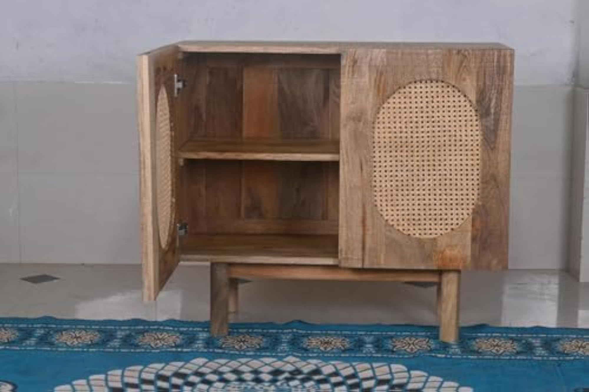 Solid Wood Sideboard Cabinet for Storage, Oak Finish