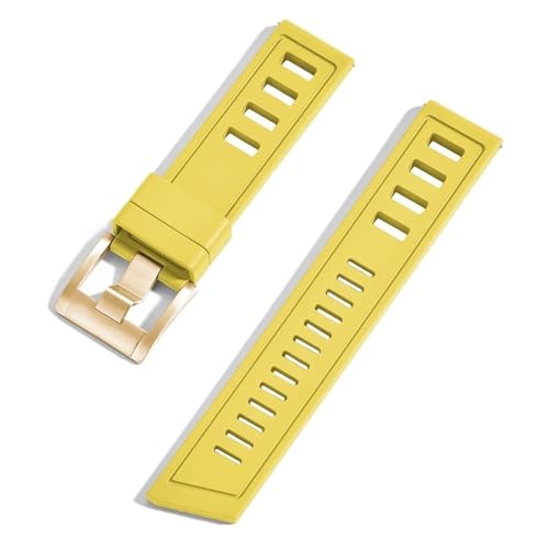 Bracelet FKM 22mm or jaune étanche et haut de gamme pour plongeuse