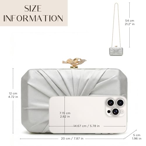 Image of CHUNLI Satin Clutch Bag, Elegant Clutch Purse for Women, Gold Evening Bags | CHUNLI Formal Pleated Evening Bag, Womens Clutches Champagne,Elegant Small Clutch Purse for Wedding Party Dressy Cocktail