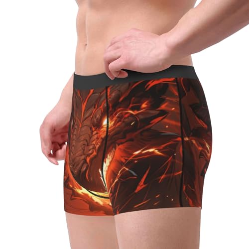 Magma Fire Black Dragon Print Underwear For Men Comfy Cozy Holiday Boxer Briefs3