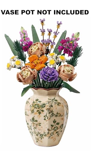 Image of Flower Bouquet Building Blocks Set | Botanical Artificial Flower Decor Toy (756 Pieces) | DIY Creative Brick Bouquet for Home & Office Decoration