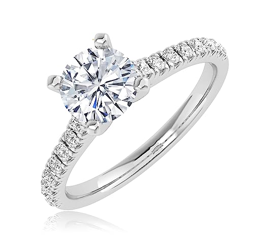 0.5 Carat t.w. LAB GROWN Round Cut Diamond Prong Set Solitaire Diamond Engagement Ring Band (D-E Color VS1-VS2 Clarity)