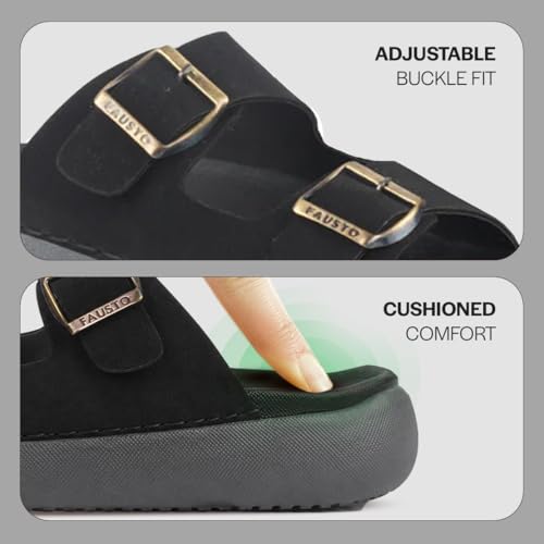 Image of FAUSTO Men Open Toe Buckle Strap Stitched Waterproof Sandals|Soft Cushioned Insole|Summer Slip-On Slipper|Perfect For Monsoon Rainy Season