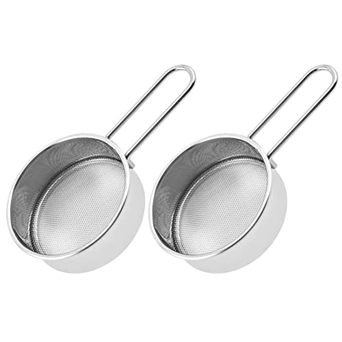 2PCS Flour Sifter for Baking Stainless Steel Baking Sieve, Stainless Steel Mini Flour Shaker Fine Mesh Flour Sieve for Cake Flour, Household Flour Sieve