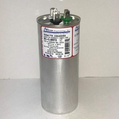 Amrad Run Capacitor 80 + 5 uf MFD 370/440 Volt USA2222BA