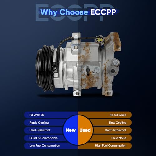Image of ECCPP AC Compressor Fit for Toyota Echo L4 1.5L 2000-2005 77370,78370 | for Toyota Yaris L4 1.3L 2004-2005 Fast Cooling AC Compressor with Clutch Low Vibration Fuel Efficient Stable Operation