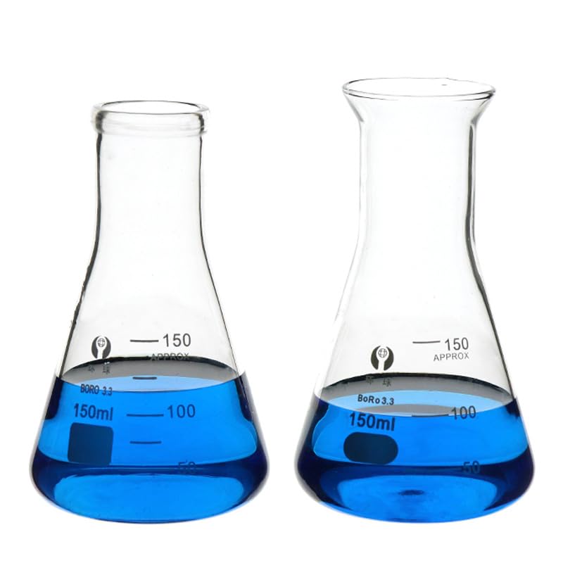 2er Set Erlenmeyerkolben aus Borosilikatglas Graduierte Konische Messkolben Weithals Labor Glasware 50–5000ml(Straight mouth 5000ml)