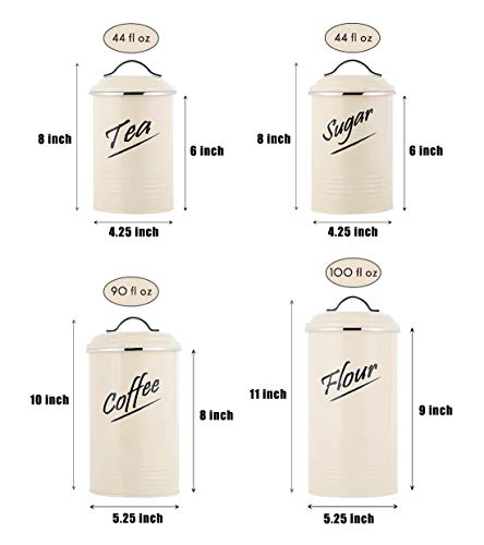 Hillbond Food Storage Canisters Containers: Carbon Steel with Ivory Powder Coated Decorative Storage Jars Set of 4 - Thumbnail 6