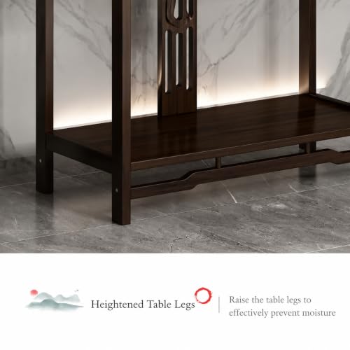 Consola de madera maciza con tallado de nubes mesa de salón vintage Zen 8
