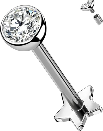 [OUFER Body Piercing] �{�f�B�s�A�X ���u���g�s�A�X�F16G/1.2mm ���b�v�o�[ �����w���b�N�X�X�^�b�h �`�^���� �g���K�X ���h�X�A�����O �j�����p 5-12mm
