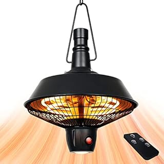 Star Patio Electric Patio Heater, Outdoor Heater with Remote and Touch Switch, 700W/800W/1500W Infrared Ceiling Heater with Black Finish, STP1520-FHC-RMLED N1
