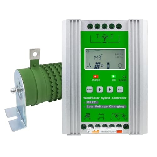 Molino De Viento De Energía Libre De Con Eje Vertical, Generador De Turbina Eólica, Controlador De Carga MPPT, Sistema De Identificación Automática De Voltaje(Wind: 800W+Solar: 600W; 24V/48V)