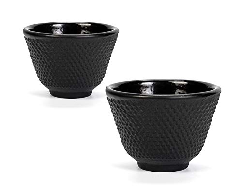 Cast Iron Tea Cups DAMUI Japanese Style Cast Iron Tea cup Black Cast Iron Tea Cup Is Perfect For Enjoying Tea 2ct Box 35 oz 100 ml Black