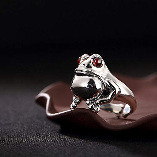 Bague en argent S925 pour femme motif crapaud sculpté à la main