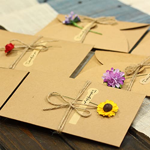 WYAN 25 Pcs Dried Flowers Decorated Postcard,DIY Dried Flowers Greeting Cards,Handmade Retro Kraft Paper Blank Cards(105 * 71mm,5 Styles) - Image 4