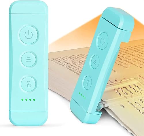 Image of Clip-On LED Book Lamp for Night Reading, USB Rechargeable Study Light for Students, 3 Brightness & Color Modes, Eye-Care Portable Foldable Reading Light for Bed & Travel (Blue)