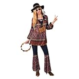 hippie tunika damen Hippie Kostüm Frau (Tunika, Schlaghose)