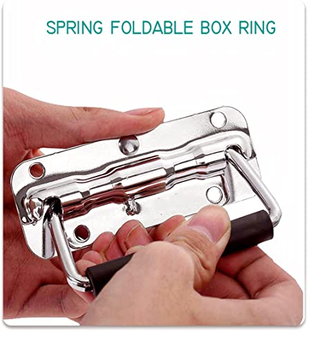 Image of 4Pcs Stainless Steel Folding Spring Handle for Toolbox Suitcases Equipment Cabinet Pull Drawer Knobs Hardware Accessories,Free Screws (4Pack, Size :140mm)