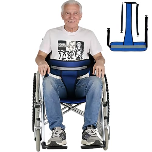 Image of Wheelchair Seatbelt,Wheelchair Harness for Adults,T-Shape Chair Waist Lap Strap with Easy Release Buckles,Suitable for Dementia Patients,Adults,The Elderly,Pregnant,Paralyzed(Blue)