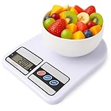 Balança de Cozinha Digital para Alimentos Com Base Antiderrapante e Visor de Alta Definição Resistente a Água Pesagem de 1g até 10kg Ideal para Receitas e Dietas Fit