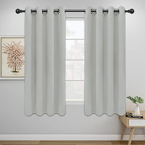 Image of Easy-Going Blackout Curtains for Bedroom, Solid Thermal Insulated Grommet and Noise Reduction Window Drapes, Room Darkening Curtains for Living Room, 2 Panels(52x63 in, Greyish White)
