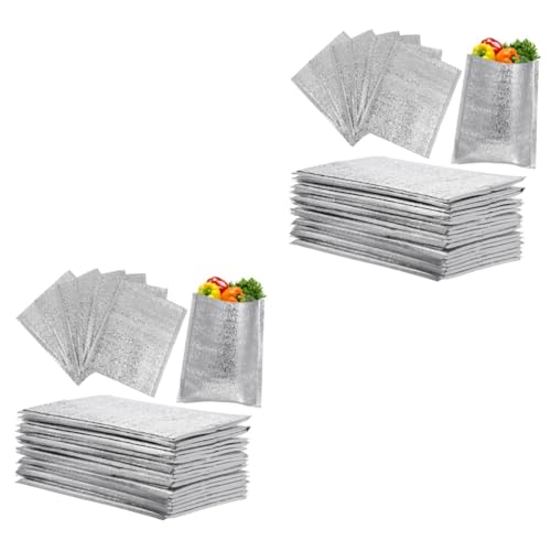 OUNONA 40 個 鮮度保持 アルミニウム 野菜 コンテナ ポータブル 加熱 ランチ ボックス ラージ トート 財布 保温 食品 保管 金属化 ボックス ライナー 旅行 スナック コンテナ