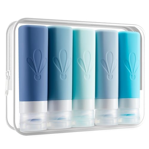 INSFIT Reiseflaschen Zum Befüllen, TSA-zugelassene 90ml Silikon Reiseflaschen, BPA-freie, auslaufsichere Reisegröße Behälter – Holiday Essentials für Frauen, Reiseset Flüssigkeiten inkl. Kulturbeutel