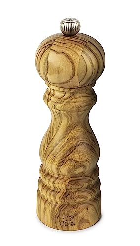 Peugeot Paris Moulin à sel manuel, Réglage mouture classique, Couleur : Laqué noir, vita: 18 cm, Matière: Bois, 1870418/SME, legno d'ulivo