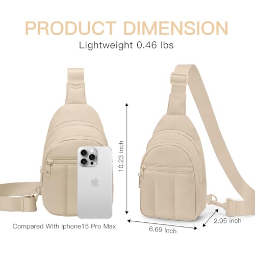 Image of Viverte Quilted Puffer Crossbody Bags for Women Small Puffy Sling Bag Lightweight Cross Body Bubble Purse Shoulder Bag for Travel (Beige)