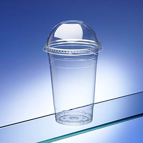 We Can Source It Ltd – Plastic Smoothie Cups 16oz (470ml) with Dome Lids – Disposable Clear Cups with Straw Hole – Ideal for Juices, Milkshakes, Iced Coffee – Leak Resistant Drinkware - Pack of 50