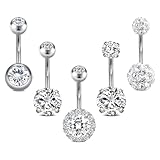 Crdifu 5 unids Anillo de ombligo de acero inoxidable Set 14 Gauge 10mm Barbell ombligo Bares Joyas piercing
