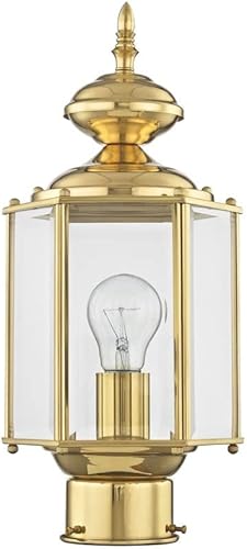 Miniatura 4 de Livex Lighting 2117-02 Poste al aire libre con pantallas de vidrio biselado transparente, latón pulido