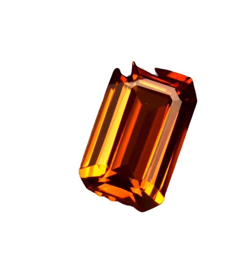Grenat hessonite naturel 12,4x6,9mm en forme d'émeraude pour création de bijoux