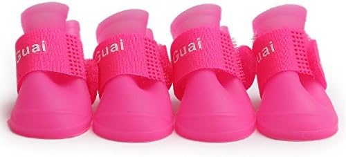 Dog Walking Running Nonskid Pure Rubber Sole for Small Pet Dog Puppy Cat Boot Shoes Booties, Elastic Protective Multi-Usage All-Terrain Rubberized Dog Shoes (S#(4.3cm x 3.3cm / 1.7'' x 1.3''), Pink)